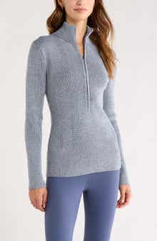Zella Après Ski Half Zip Rib Sweater