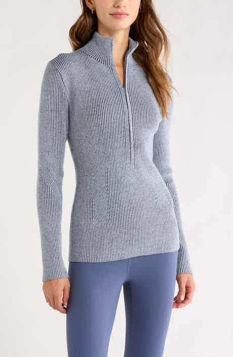 Zella Après Ski Half Zip Rib Sweater