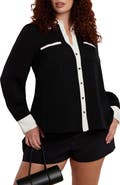 ELOQUII Combo Collared Long Sleeve Shirt