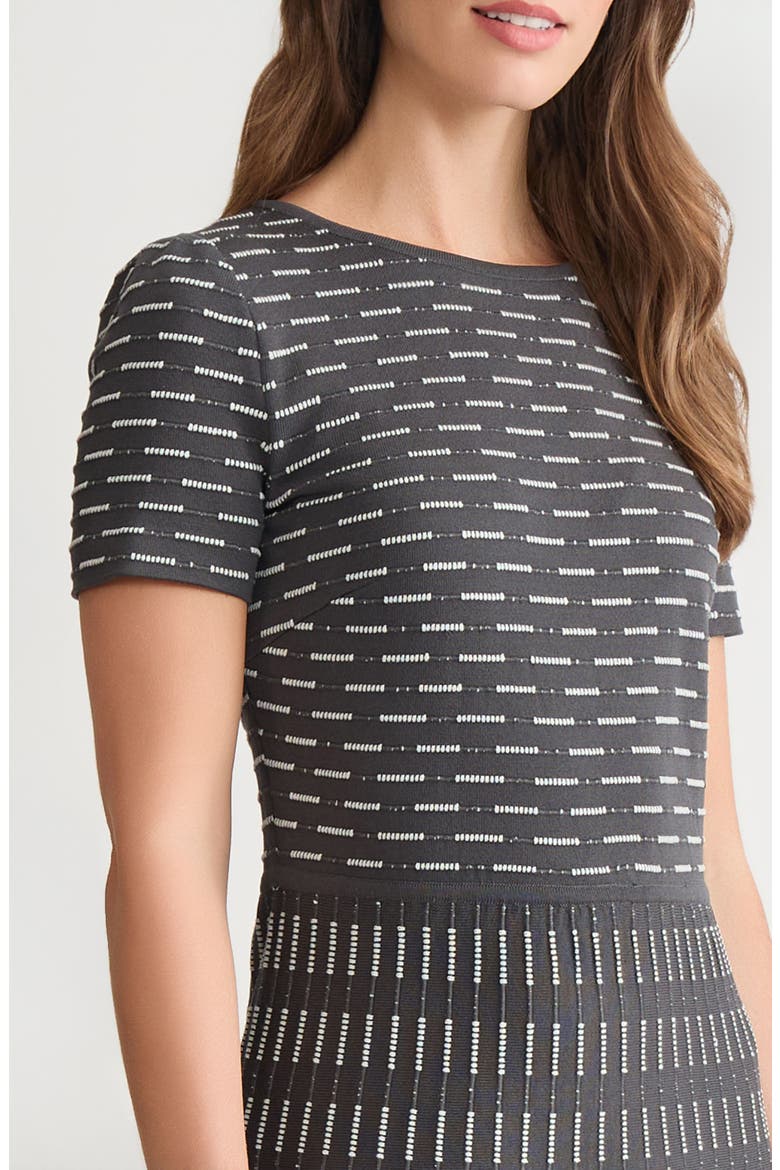 Digital Dash Short Sleeve Fit & Flare Dress, Alternate, color, GRANITE/ LUNAR ROCK