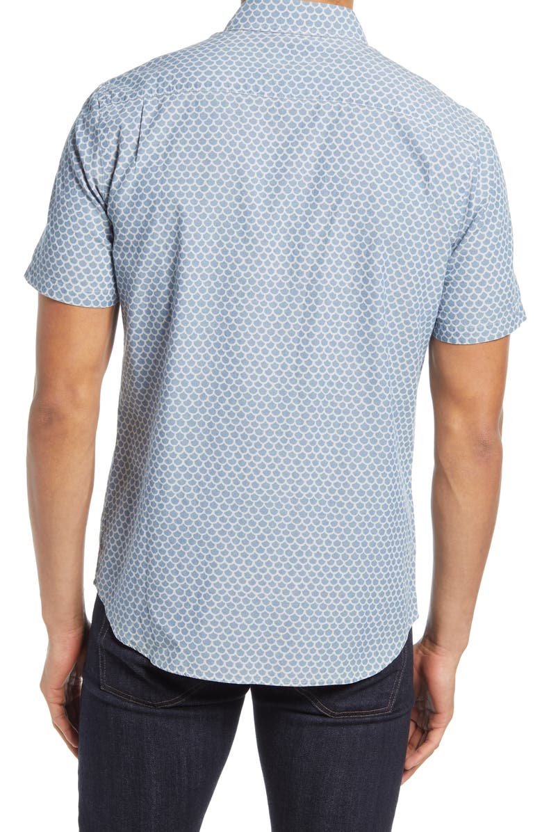 Faherty Playa Regular Fit Print Short Sleeve Button-Down Shirt, Alternate, color, Fish Scale Redux
