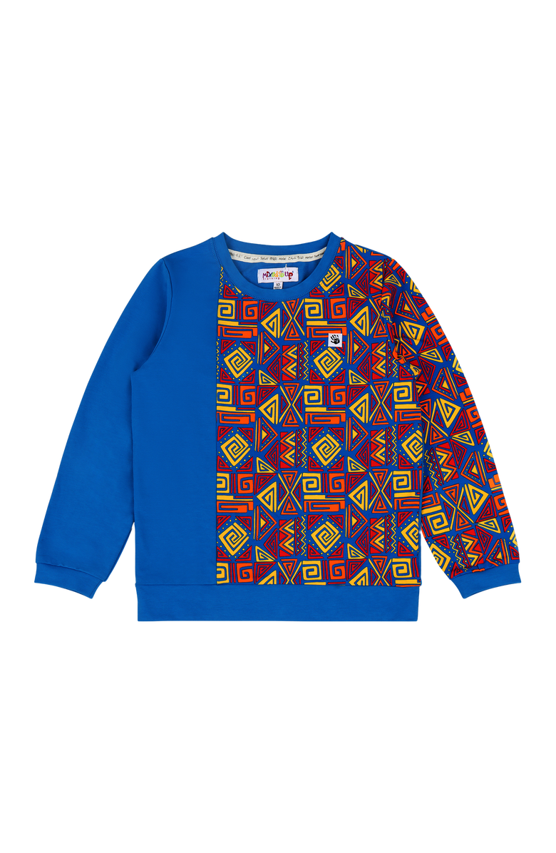 Mixed Up Clothing Boys Crewneck Sweatshirt and Jogger Pants Set, Alternate, color, Blue Multicolor