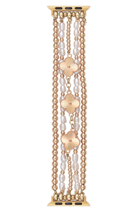 Beaded Clover & Faux Pearl Apple Watch® Watchband