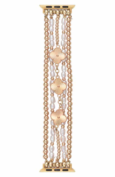 RItech Beaded Clover & Faux Pearl Apple Watch® Watchband