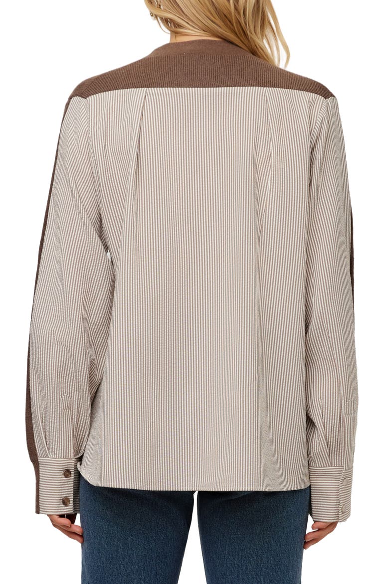 Celine Mixed Media Cardigan, Alternate, color, WOOD