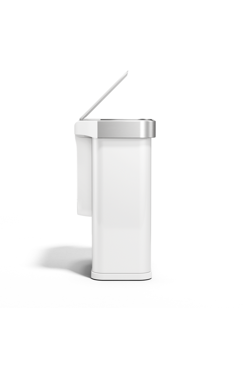 simplehuman 58L Rectangular Sensor Can with Voice and Motion Control, Alternate, color, White