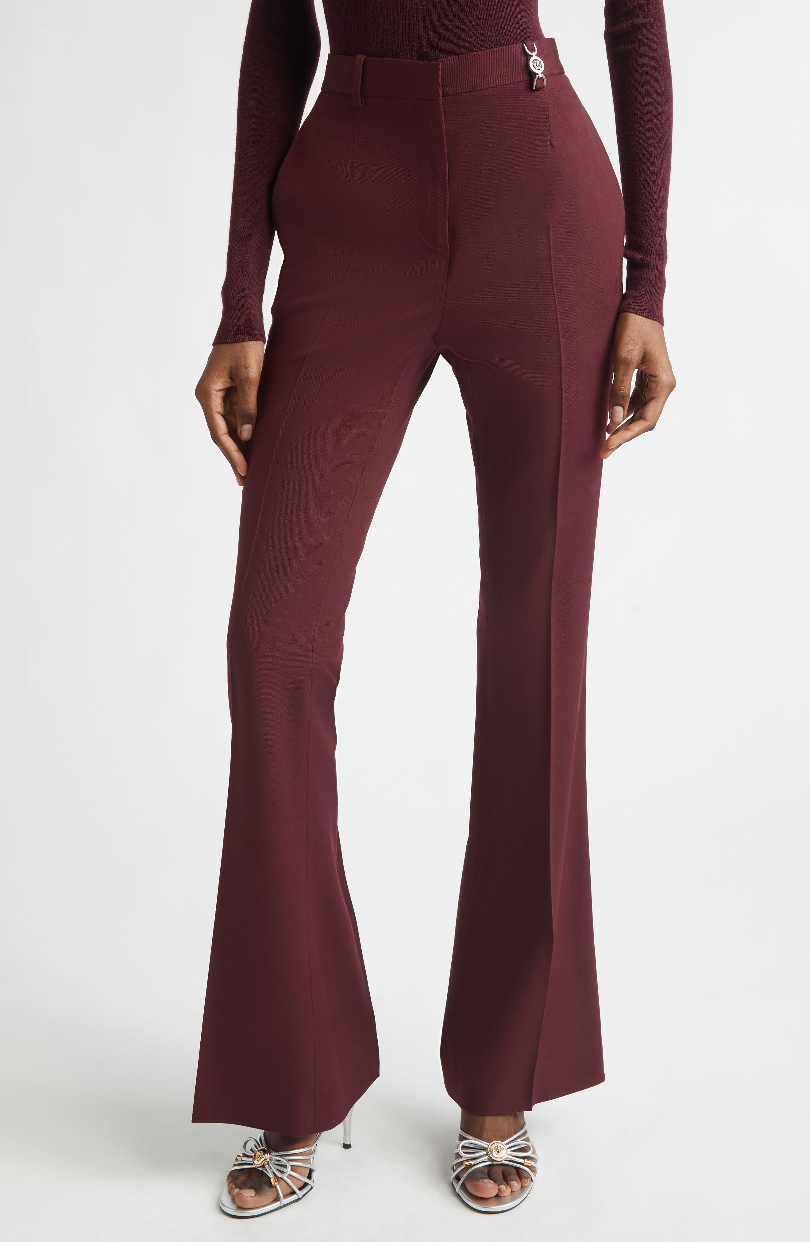 極美品 WOOL GABARDINE WIDE FLARE SLACKS Stretch Virgin Wool Gabardine Flare Leg Pants (Women) | Nordstrom