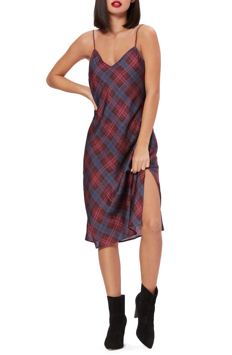 PAIGE Cicely Plaid Satin Slipdress, Main, color,