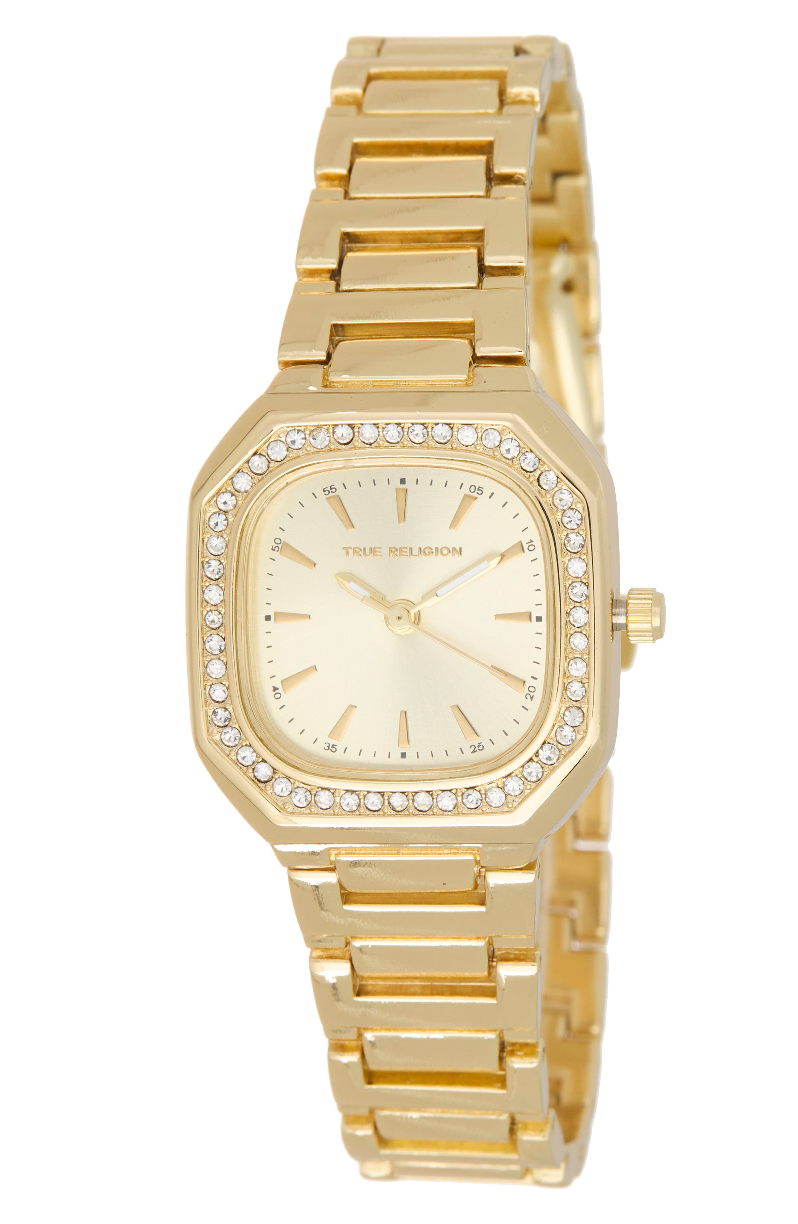 Square Crystal Bezel Bracelet Watch, 27mm x 35mm