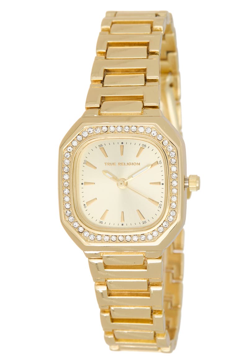 Square Crystal Bezel Bracelet Watch, 27mm x 35mm, Main, color, GOLD