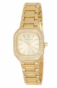 Square Crystal Bezel Bracelet Watch, 27mm x 35mm