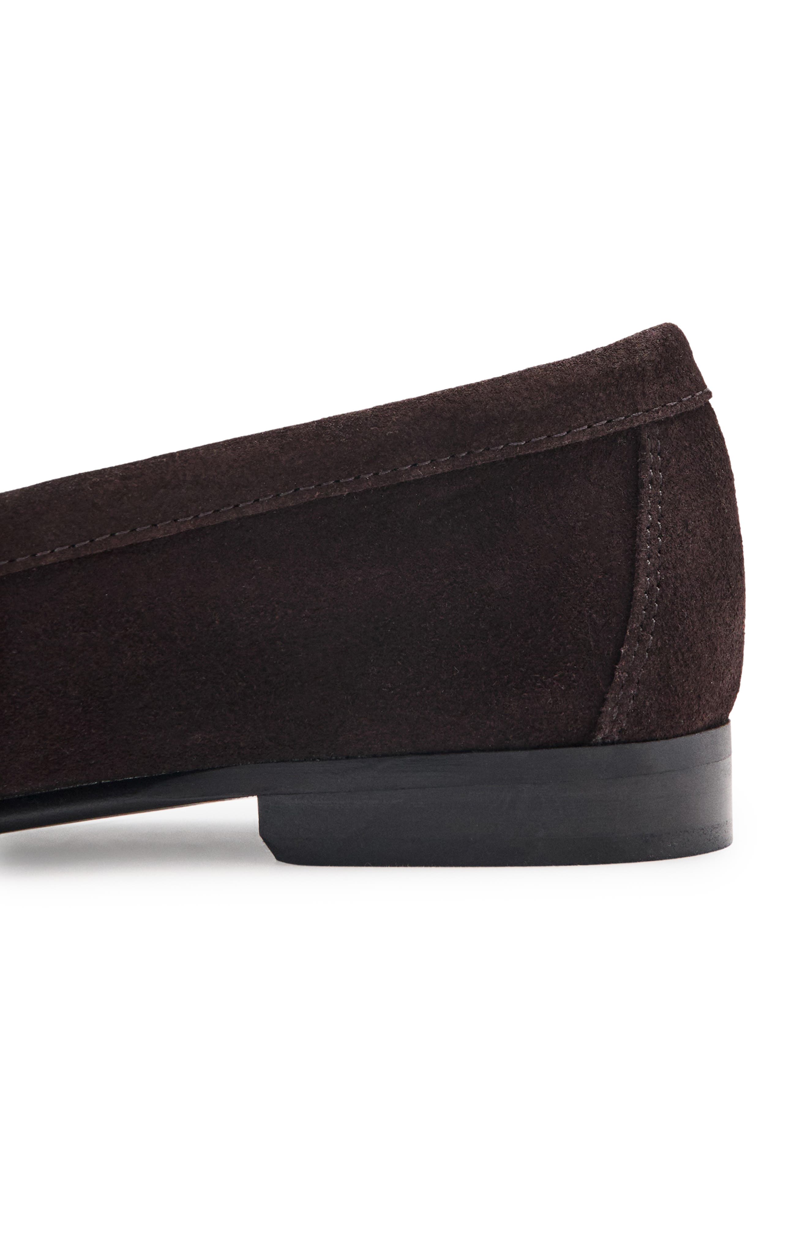 MANGO Gathered Suede Loafer, Alternate, color, Chocolate