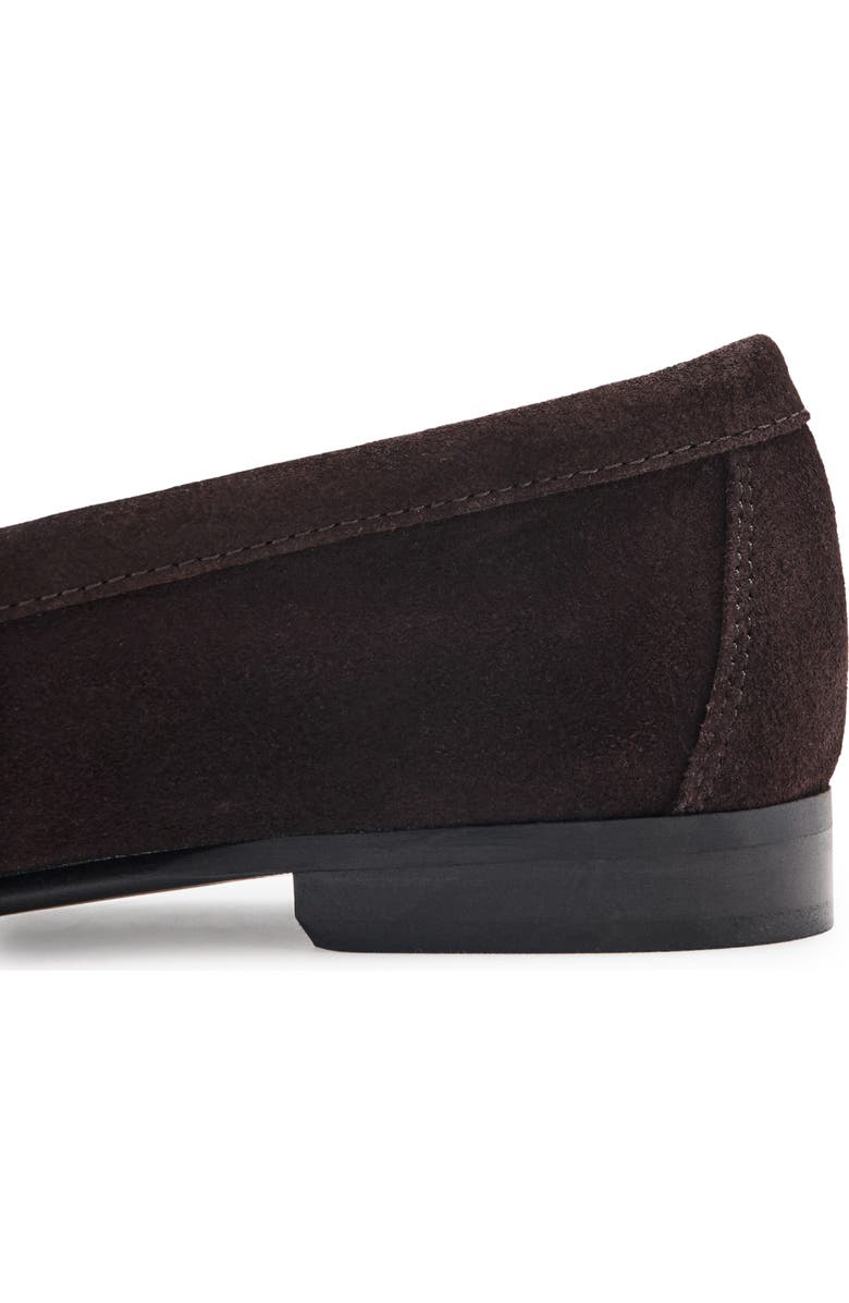 MANGO Gathered Suede Loafer, Alternate, color, Chocolate