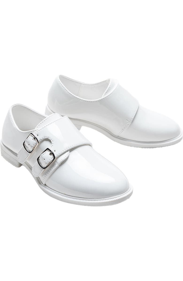 MOUSTACHE Patent Double Monk Strap Dress Shoes, Main, color, White
