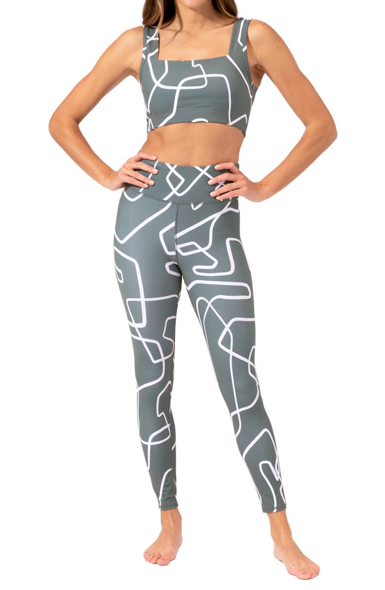 Threads 4 Thought Amorette Line Print Sports Bra, Alternate, color, Marsh