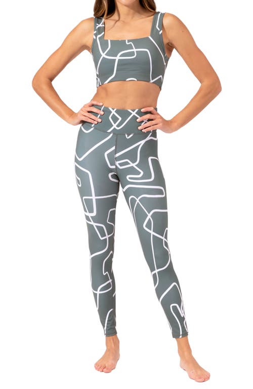 Threads 4 Thought Amorette Line Print Sports Bra In Marsh