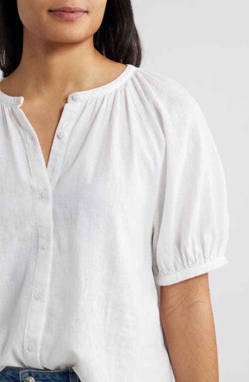 Caslonr Caslon(r) Puff Sleeve Linen Blend Button-up Shirt In White