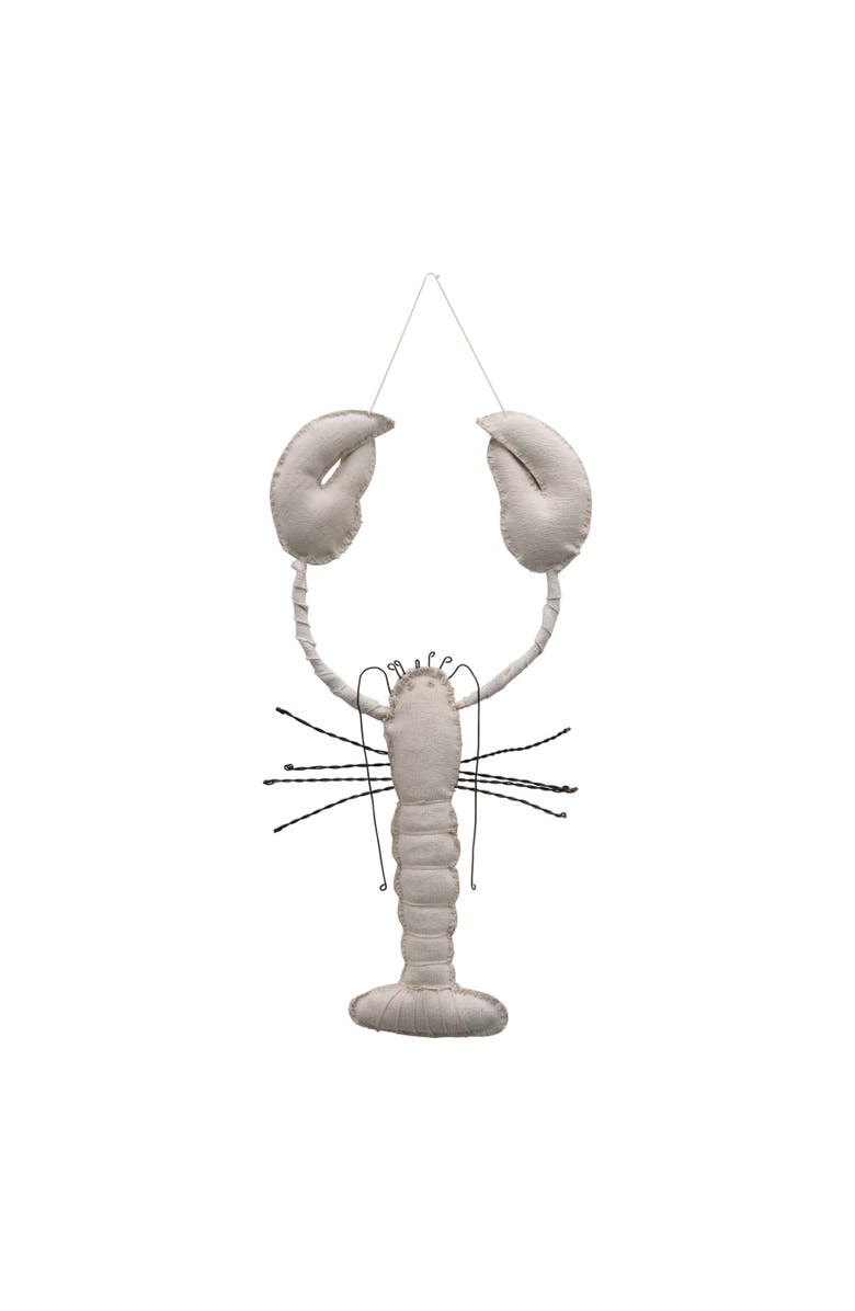 Storied Home Handmade Recycled Canvas & Wire Hanging Lobster, Main, color, 