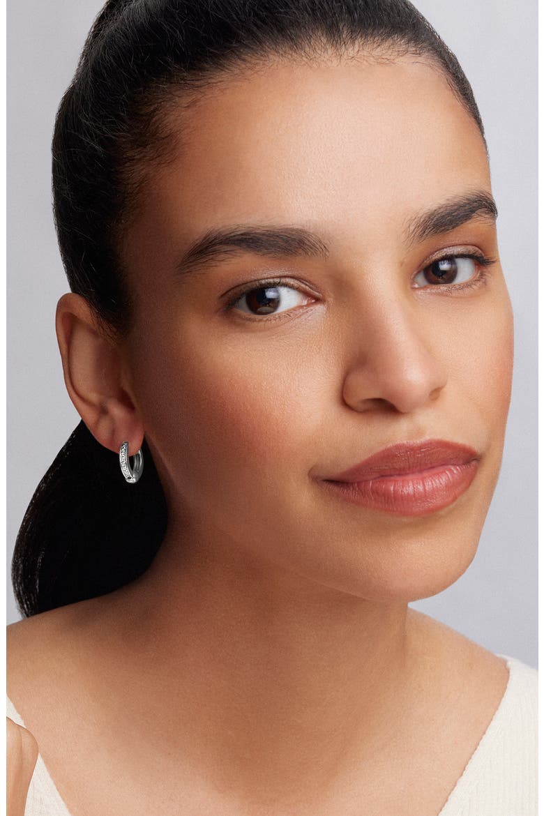 Caviar Spark Diamond Huggie Hoop Earrings, Alternate, color, SILVER DIAMOND