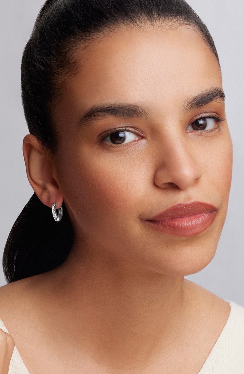 LAGOS Caviar Spark Diamond Huggie Hoop Earrings, Alternate, color, Silver Diamond