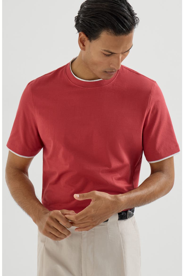 T-shirt with faux-layering, Alternate, color, Strawberry