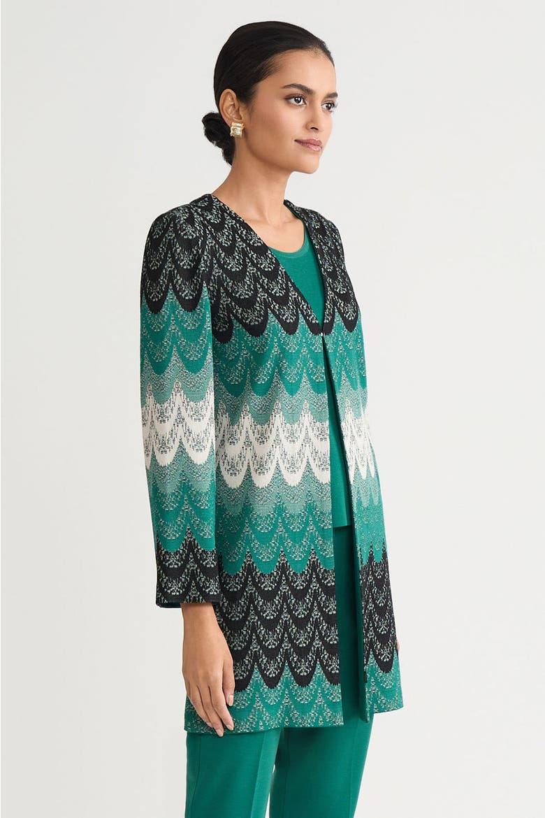 Heritage Scalloped Jacquard Soft Knit Jacket, Alternate, color, Everest/Twig/Black/Ivory