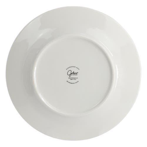 Gibson Home Blue Leaves 12 Piece Round Fine Ceramic Decorated Dinnerware Set In White