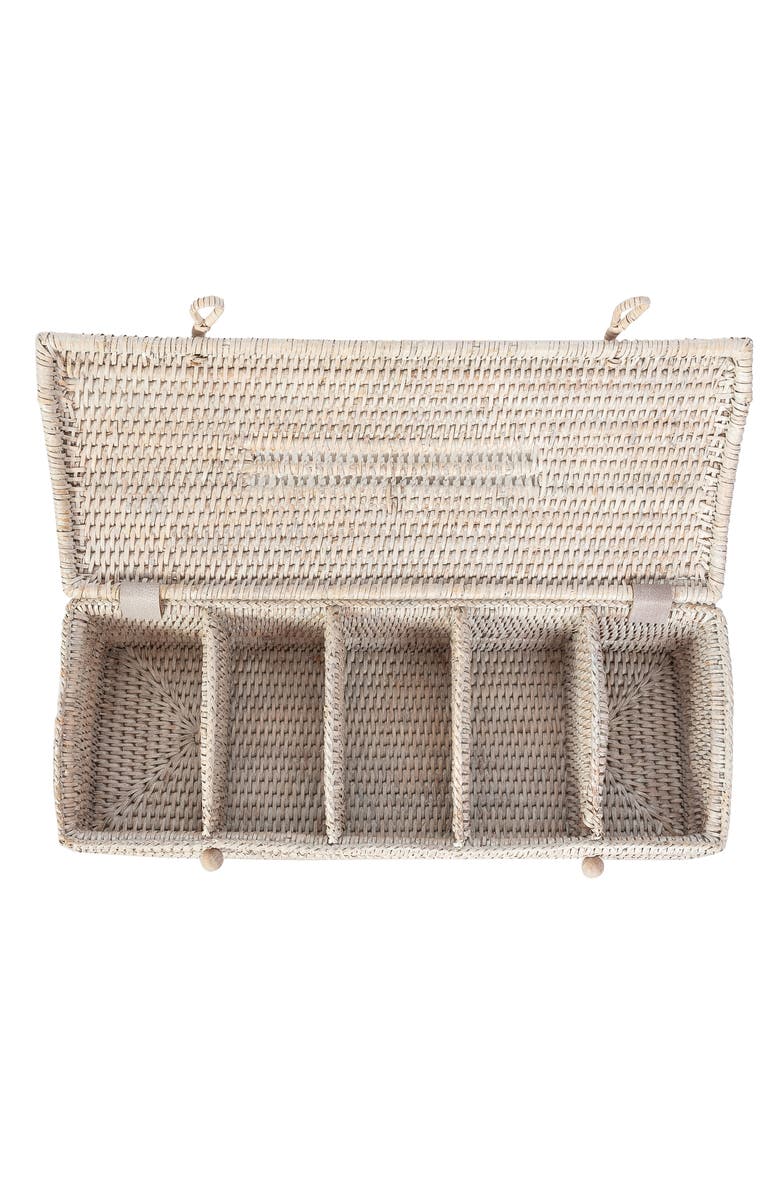 Artifacts Trading Company<sup>™</sup> Artifacts Rattan 5 Section Tea Box with Lid, Alternate, color, White Wash