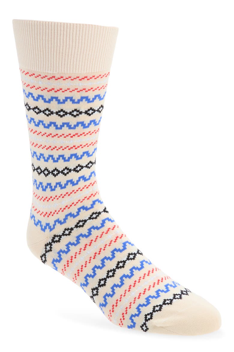 Fair Isle Crew Socks, Main, color, IVORY