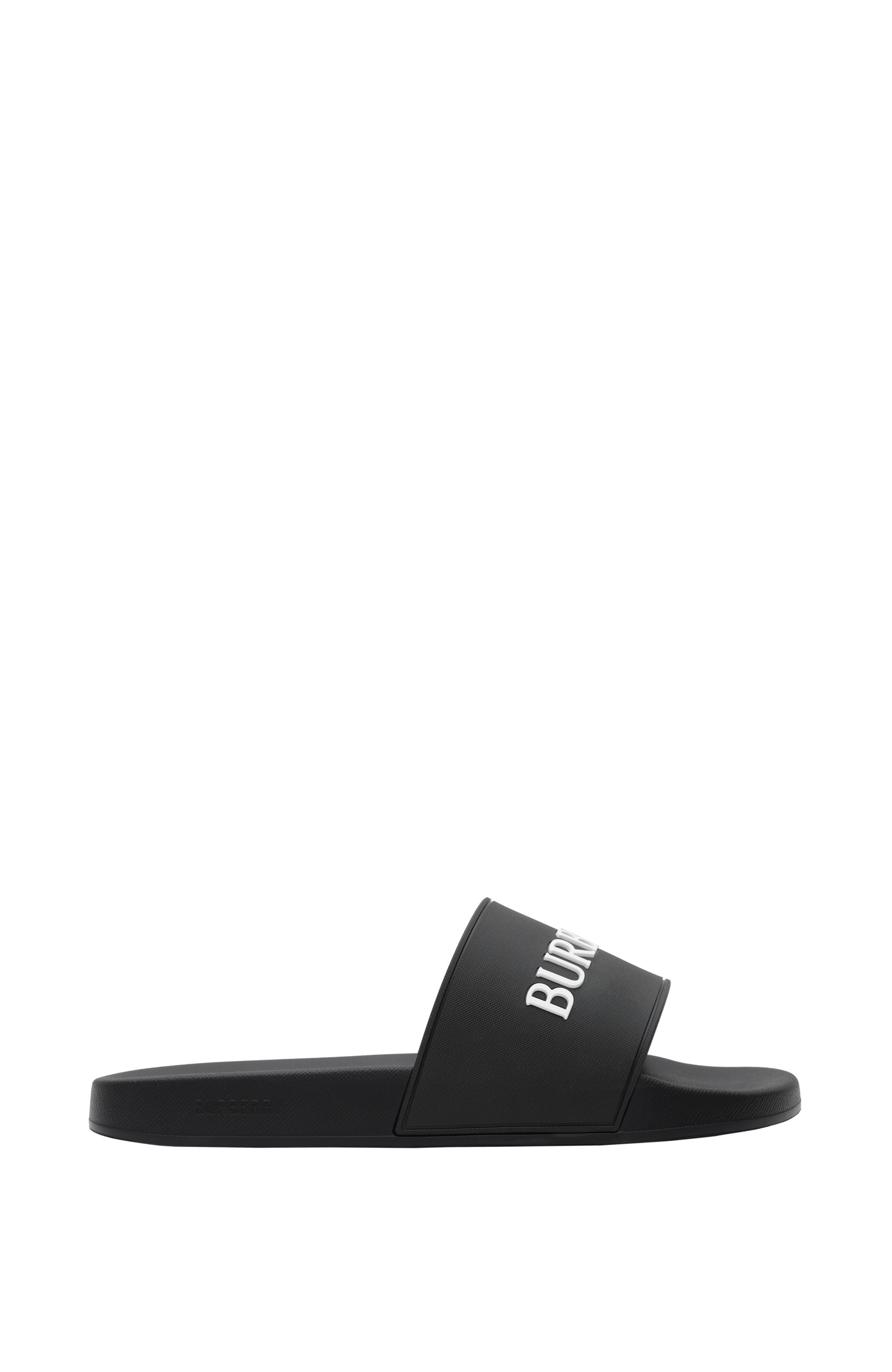 Burberry Logo Slides, Main, color, Black/White