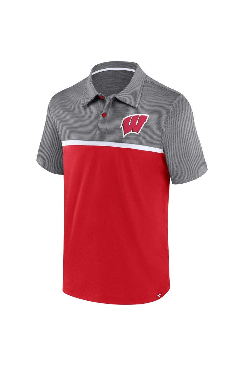Men's Fanatics Branded Red/Gray Wisconsin Badgers Polo, Alternate, color, Red
