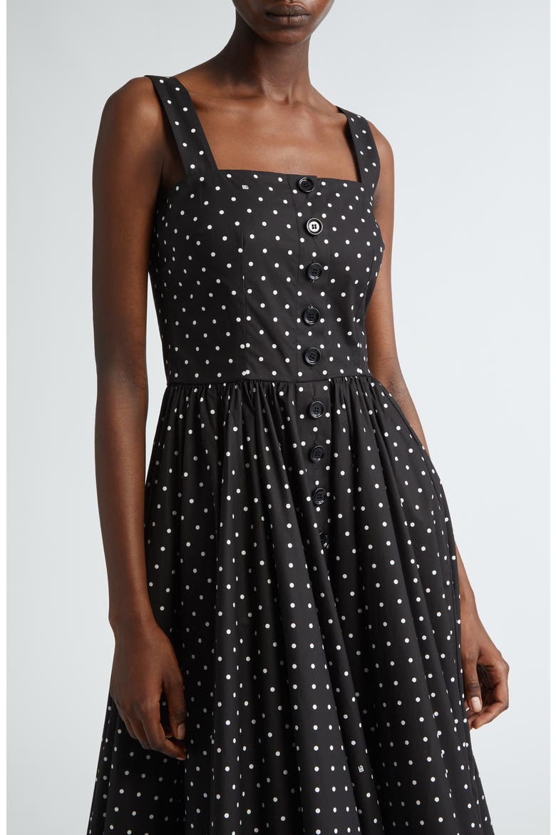 Polka Dot Cotton Poplin Sundress, Alternate, color, BLACK/ WHITE DOT