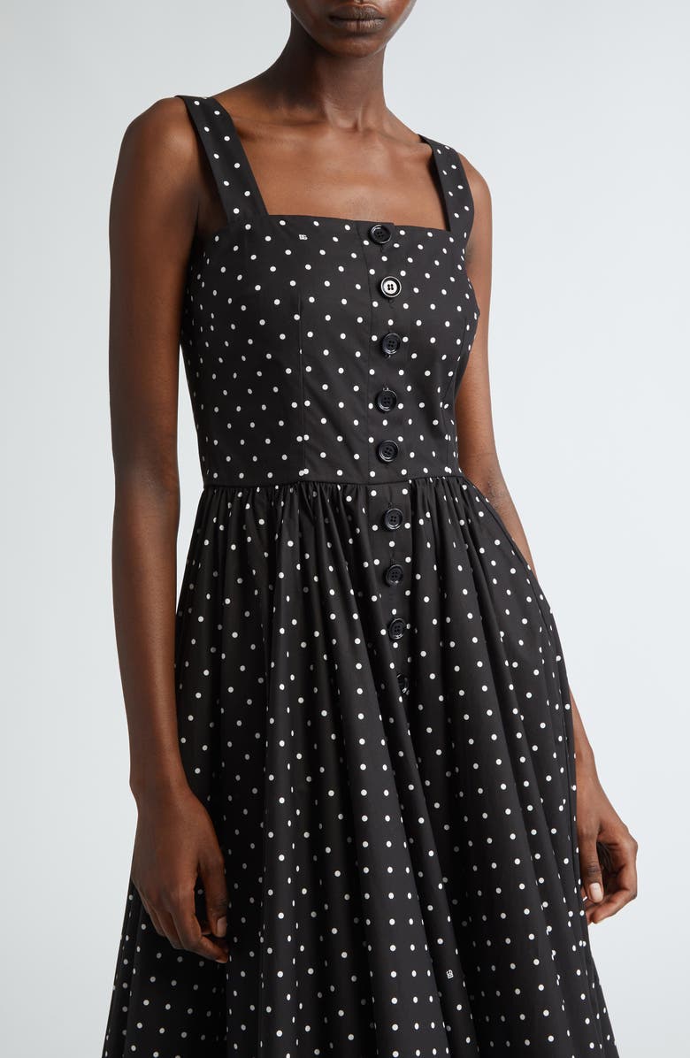Dolce&Gabbana Polka Dot Cotton Poplin Sundress, Alternate, color, Black/ White Dot