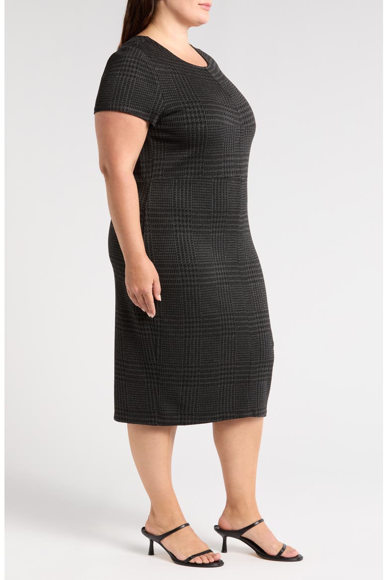 Executive Stretch Ponte Dress, Alternate, color, CHARCOAL HOUNDSTOOTH