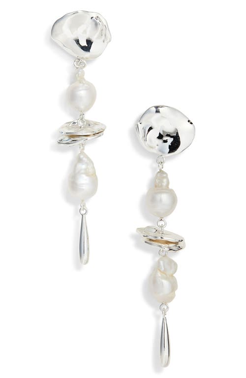 Lizzie Fortunato Freshwater Pearl Drop Earrings in Silver 