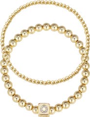 Adornia Set of 2 Gold Plated Stretch Bracelets