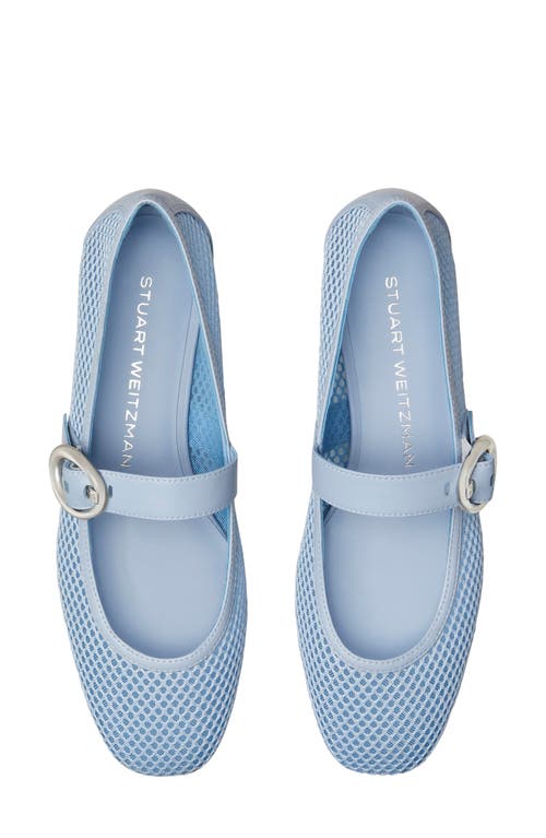 Stuart Weitzman Arabella Net Mary Jane Ballerina Flats In Cielo