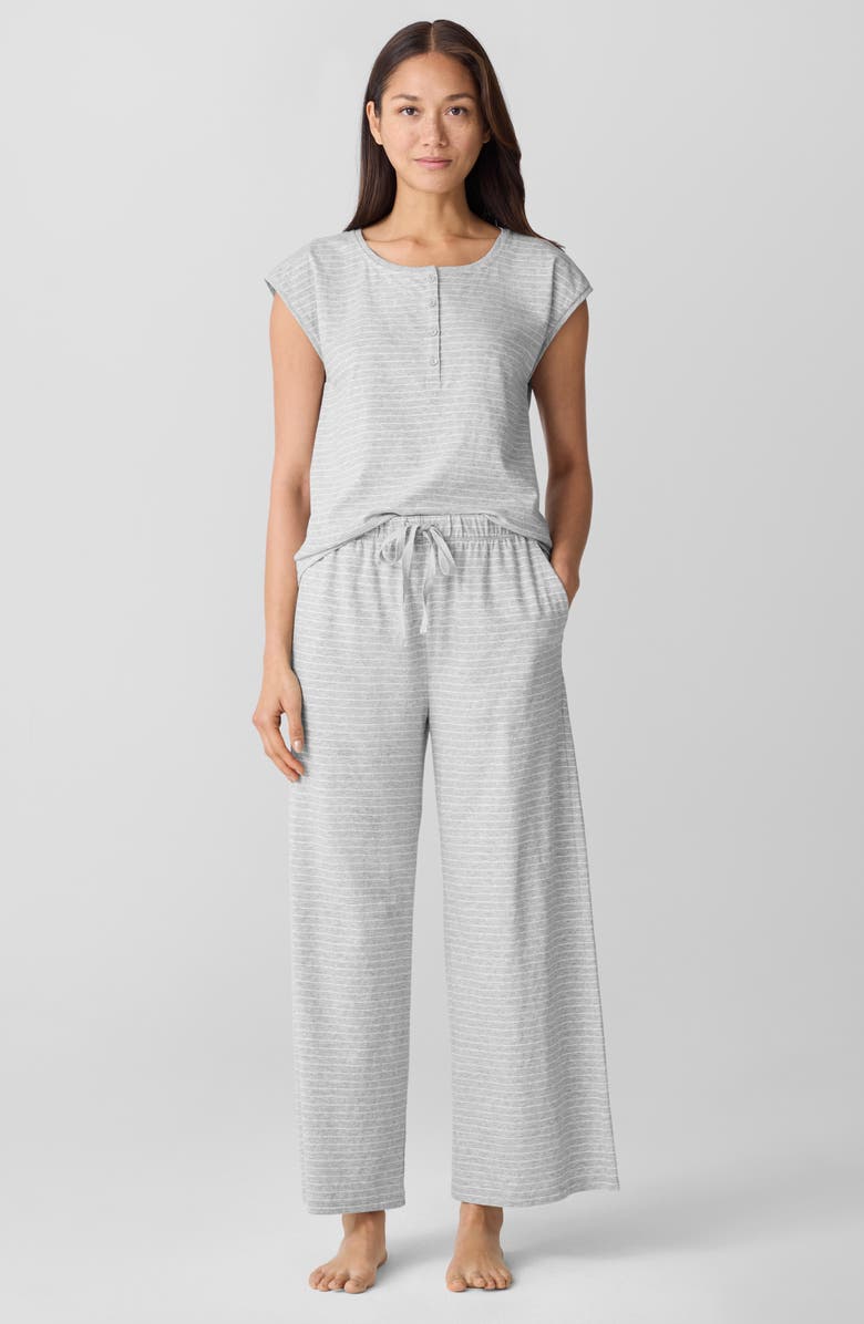 Eileen Fisher Stripe Organic Cotton Wide Leg Sleep Pants, Alternate, color,