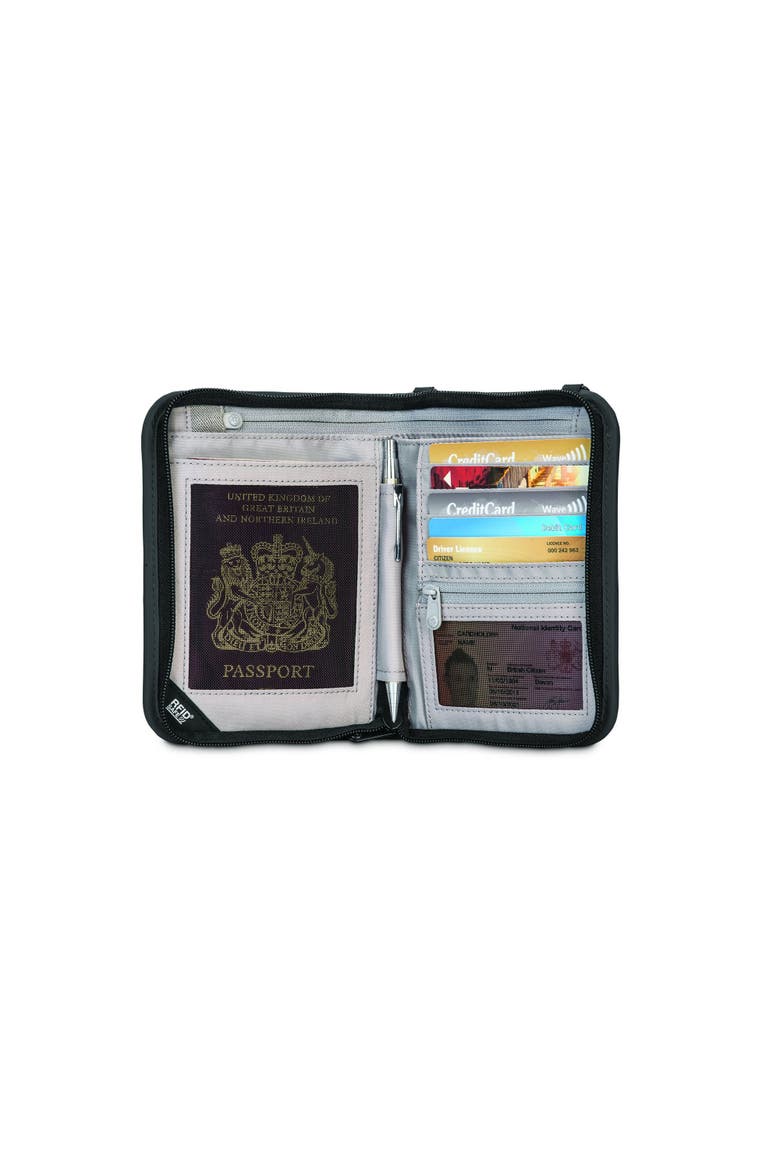 RFIDsafe V150 Anti theft RFID blocking compact organiser, Alternate, color, Black