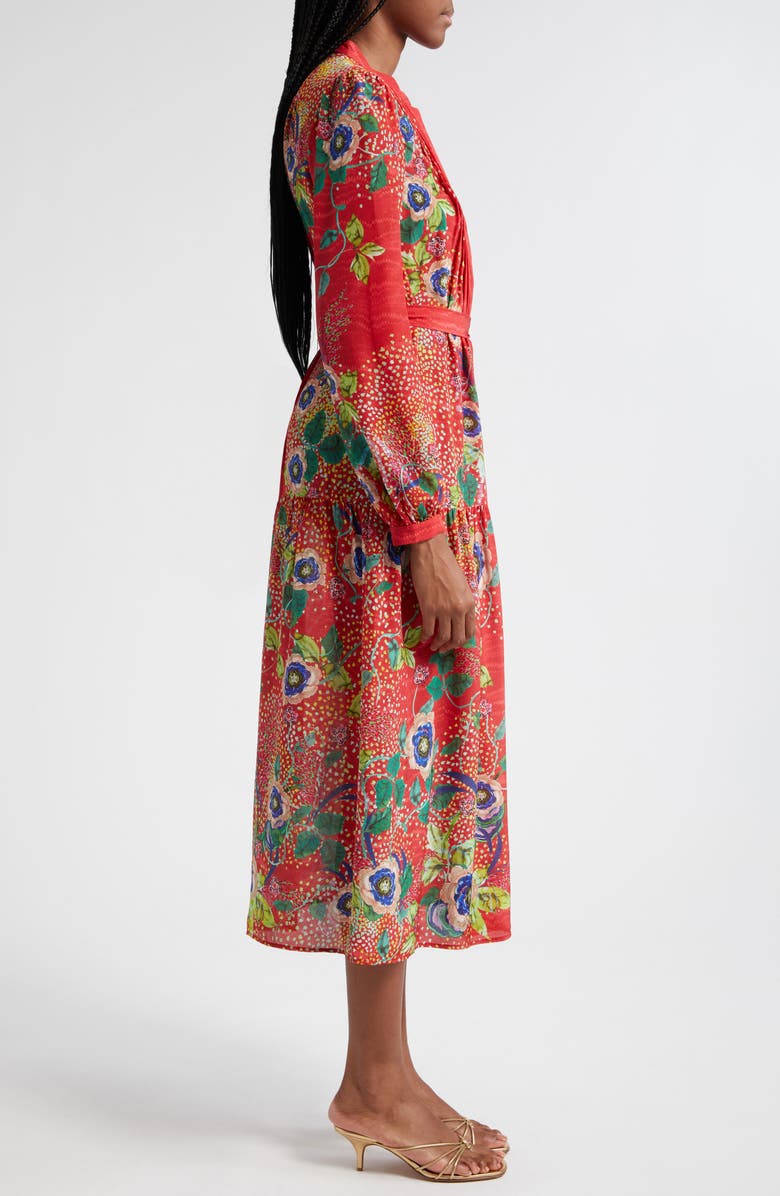 SALONI Remi Long Sleeve Silk Dress, Alternate, color, 