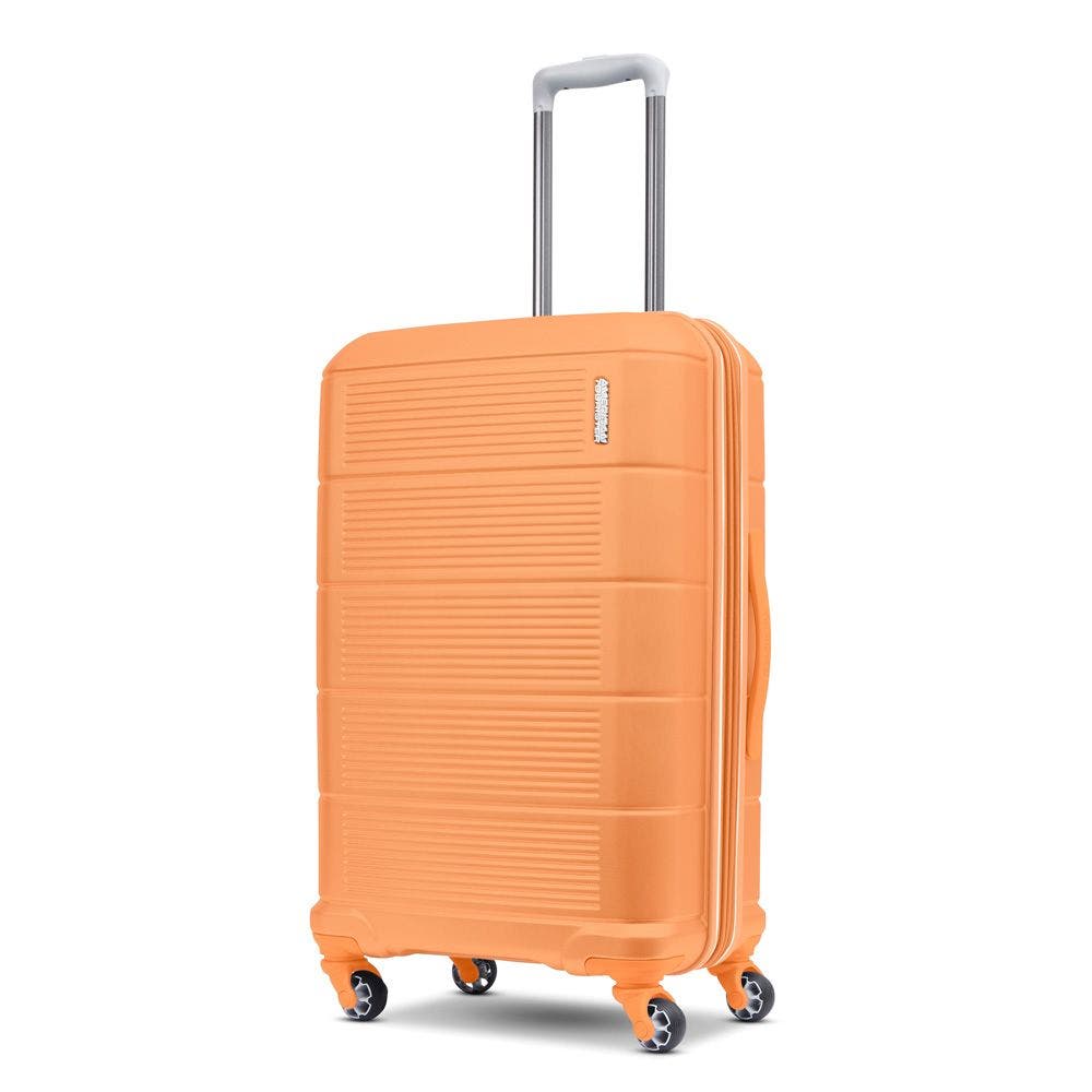 AMERICAN TOURISTER Stratum 2.0 Hardside 24" Spinner Medium Checked Luggage, Main, color, Papaya