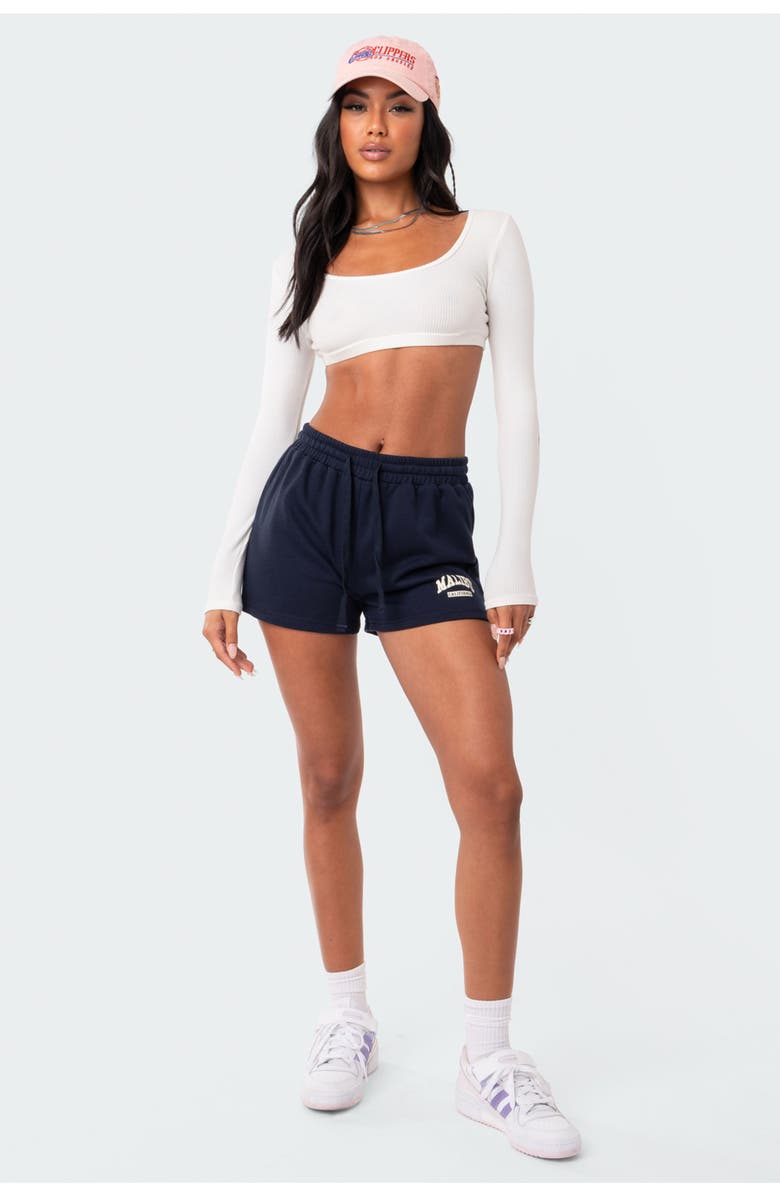 EDIKTED Malibu Girl Cotton Terry Shorts, Alternate, color, Navy
