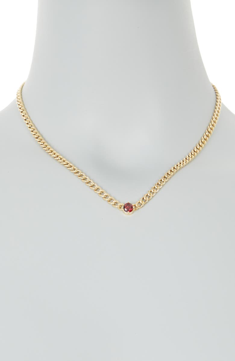 MESHMERISE 18K Gold Plated Gem Necklace, Alternate, color, Red Garnet