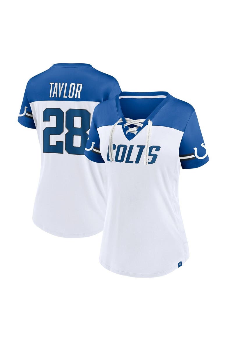 Women's Fanatics Branded Jonathan Taylor White Indianapolis Colts Athena Name & Number V-Neck Top, Main, color, White