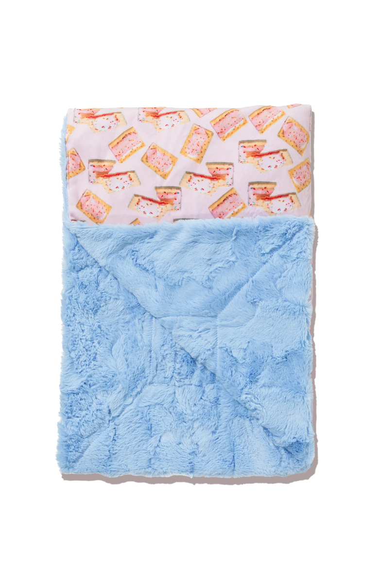 Crickle Daisy Snuggle Blanket, Main, color, Bright Blue, Peach Pink