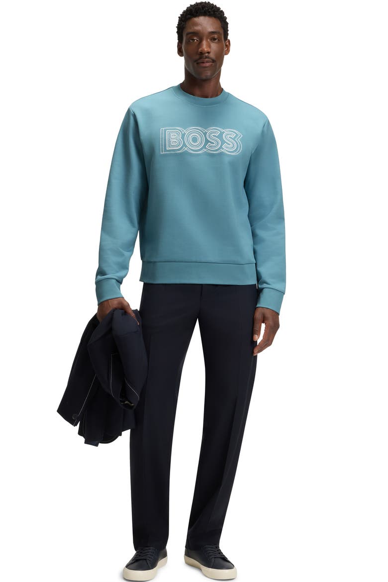 Soleri Logo Cotton Graphic Sweatshirt, Alternate, color, LIGHT / PASTEL BLUE