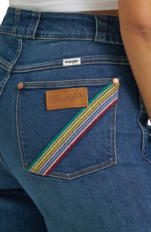 Wrangler High Waist Rainbow Pocket Wide Leg Jeans In Blue