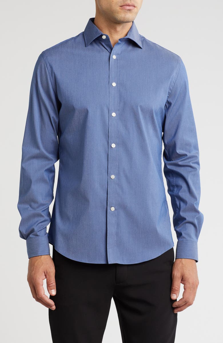Michael Kors Air Soft Slim Fit Solid Stretch Dress Shirt, Main, color, Denim