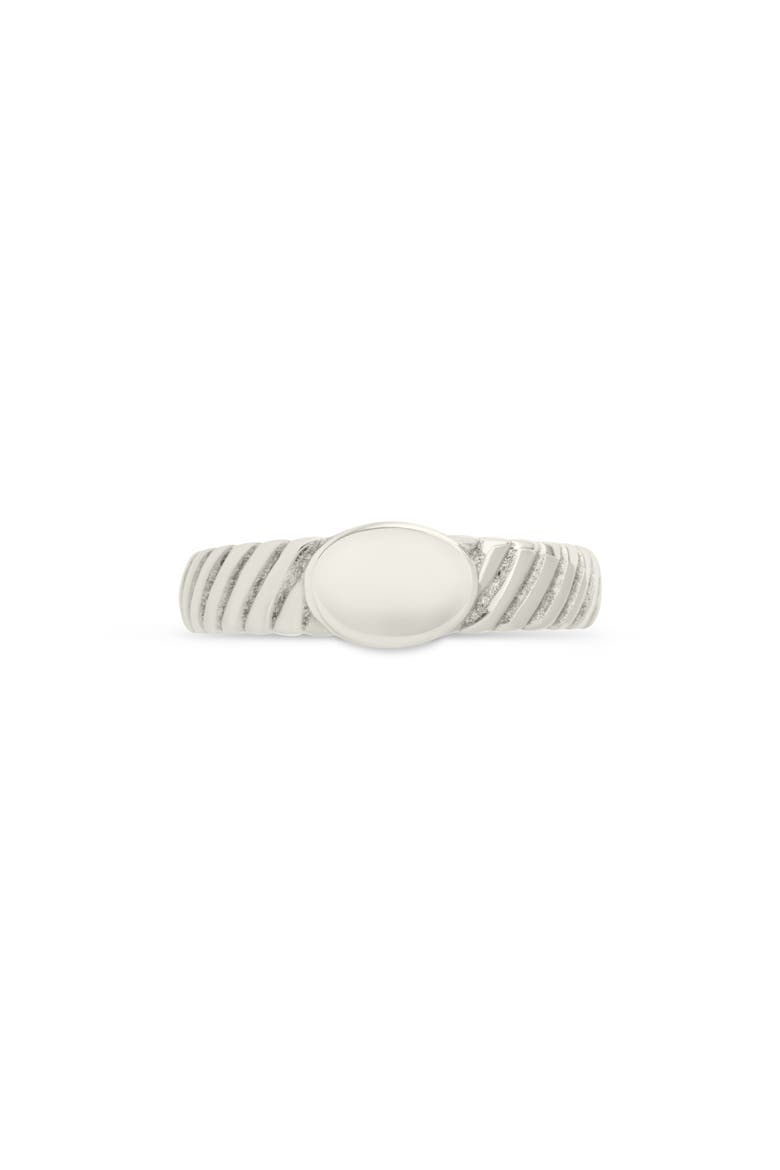 Dixie Ribbed Signet Ring, Alternate, color, SILVER