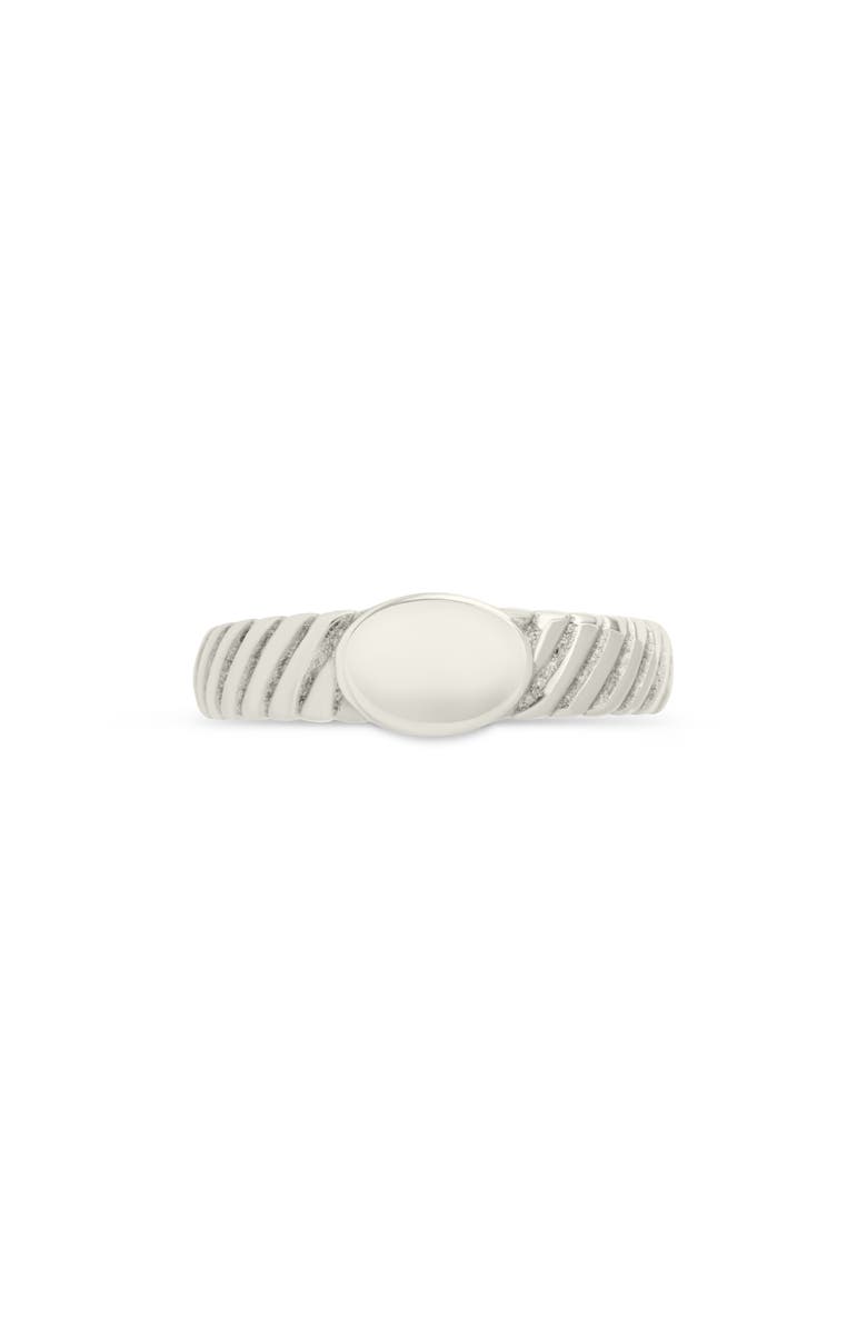 Sterling Forever Dixie Ribbed Signet Ring, Alternate, color, Silver